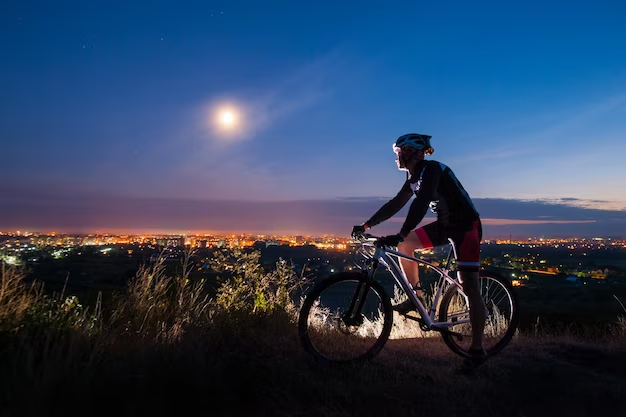 Man in the dark on a bicycle