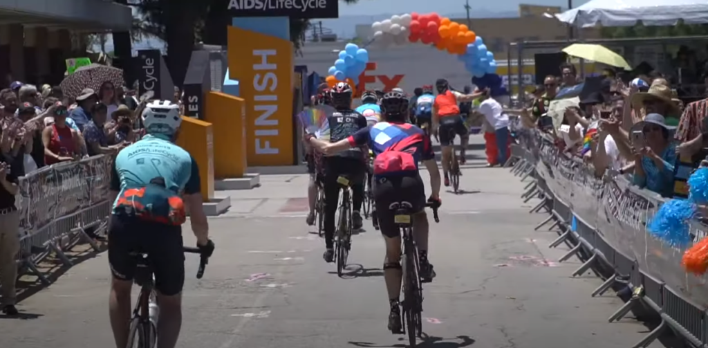 Bikers participating in the AIDS/LifeCycle event